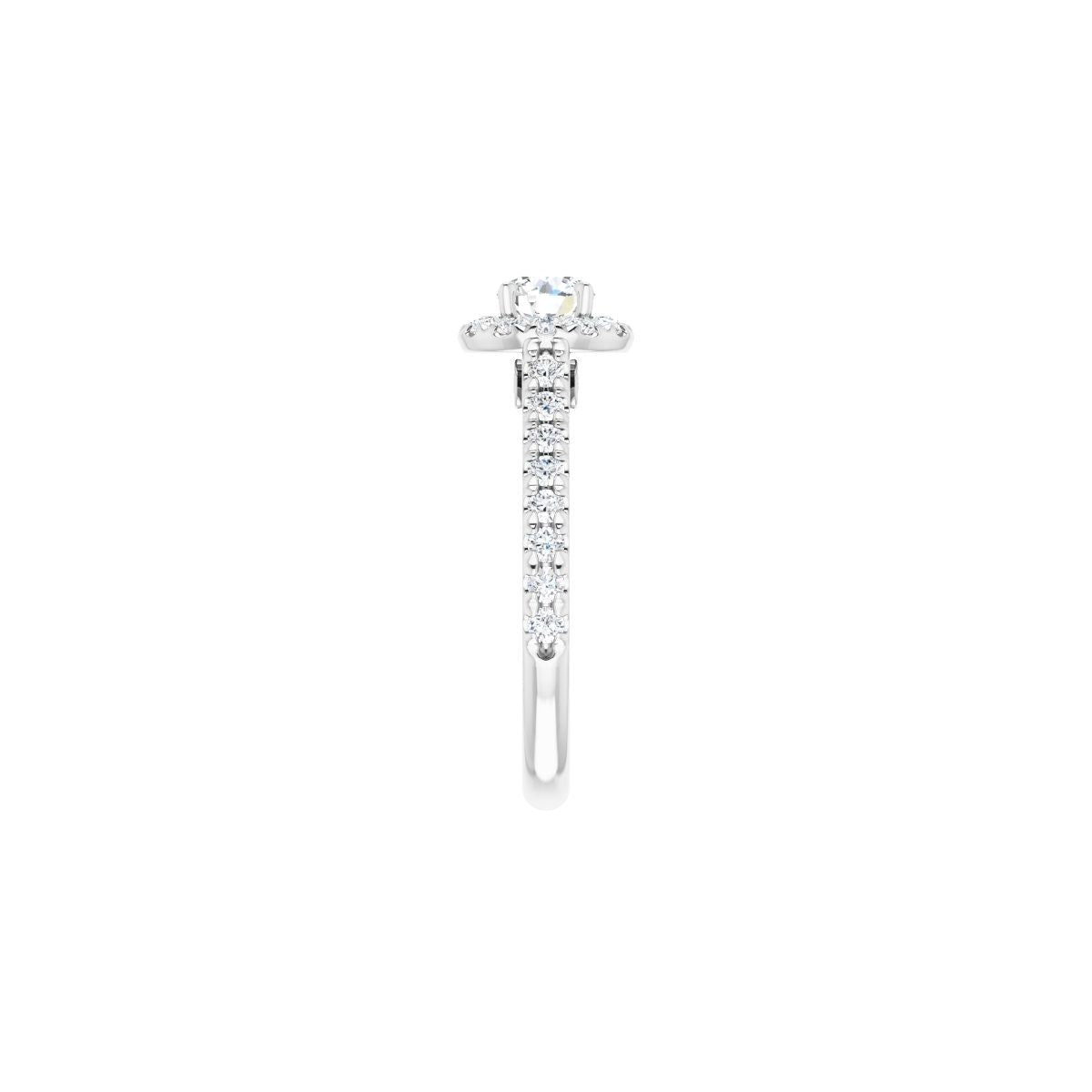 Round French-Set Halo-Style Engagement Ring Semi-Mount - gallery - Series 123451