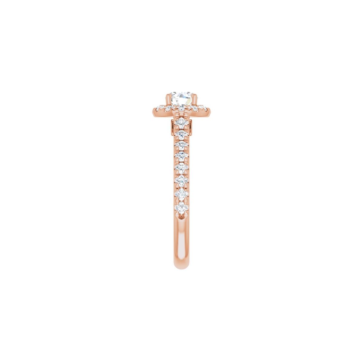 Round French-Set Halo-Style Engagement Ring Semi-Mount - gallery - Series 123451