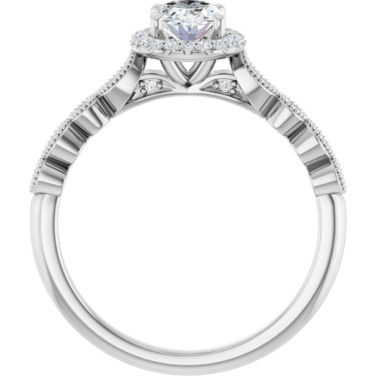 Oval Halo-Style Engagement Ring Semi-Mount - gallery - Series 123385