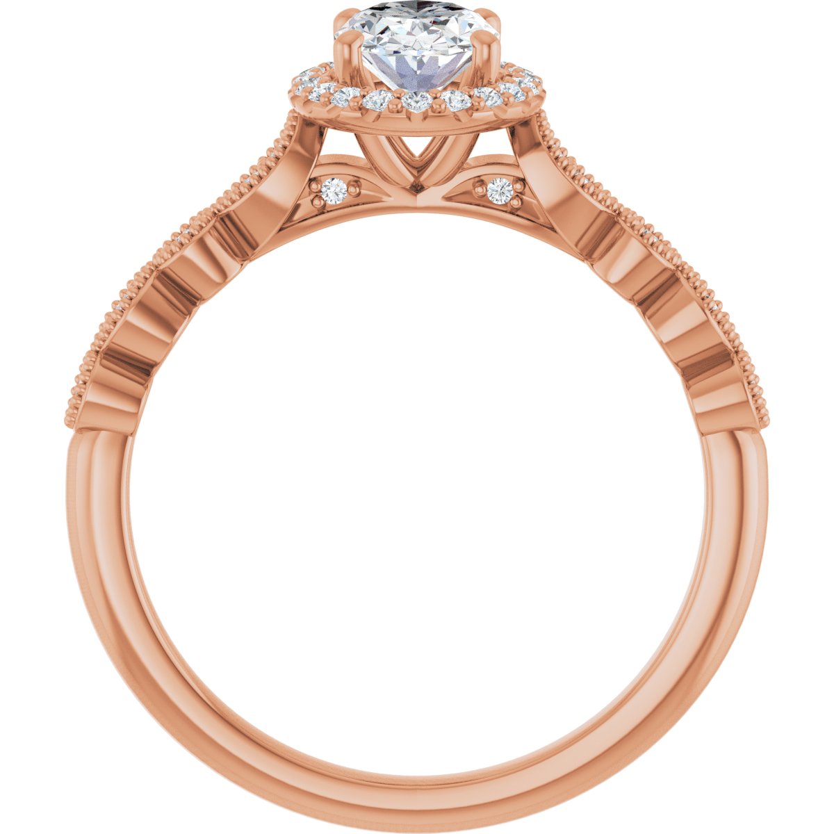 Oval Halo-Style Engagement Ring Semi-Mount - gallery - Series 123385