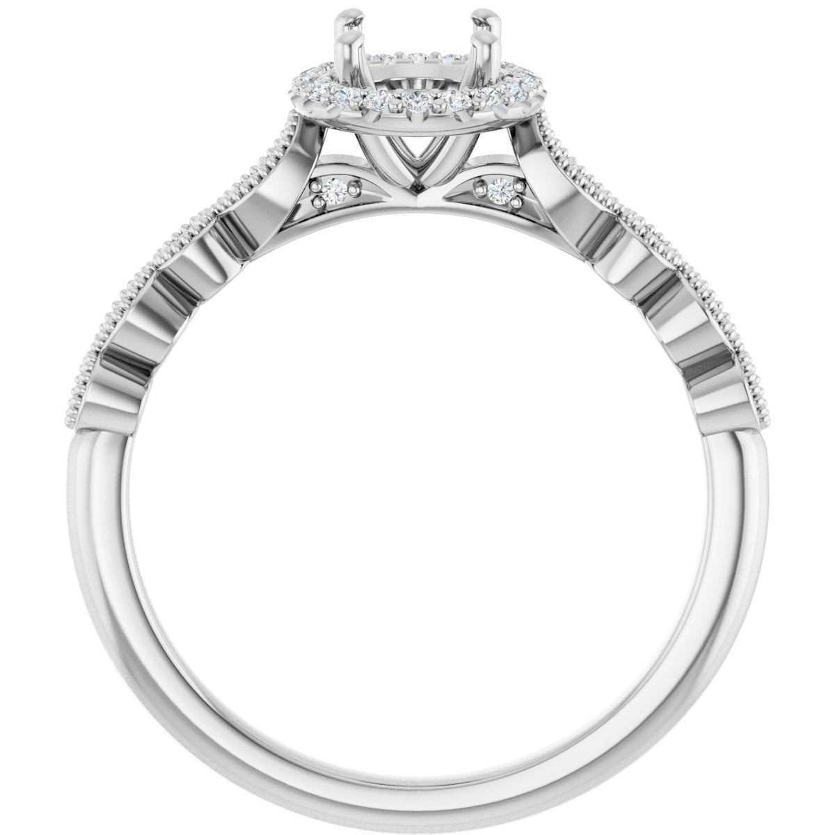 Oval Halo-Style Engagement Ring Semi-Mount - gallery - Series 123385