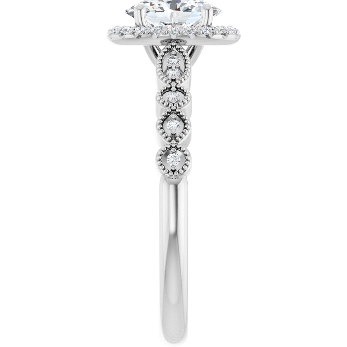 Oval Halo-Style Engagement Ring Semi-Mount - gallery - Series 123385