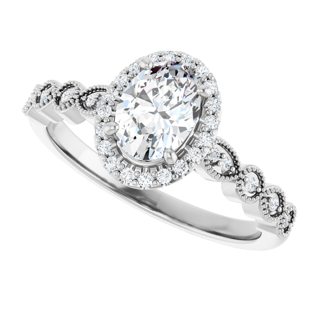 Oval Halo-Style Engagement Ring Semi-Mount - gallery - Series 123385