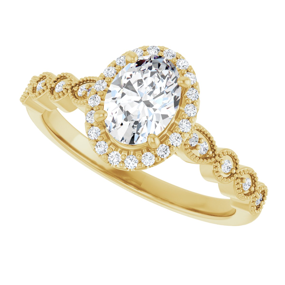 Oval Halo-Style Engagement Ring Semi-Mount - gallery - Series 123385