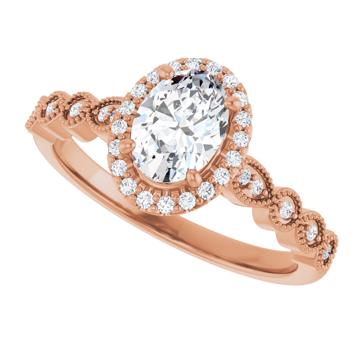 Oval Halo-Style Engagement Ring Semi-Mount - gallery - Series 123385