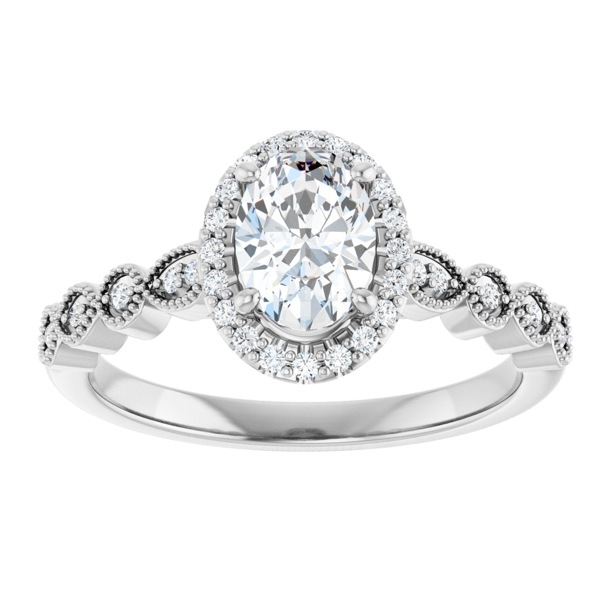 Oval Halo-Style Engagement Ring Semi-Mount - gallery - Series 123385