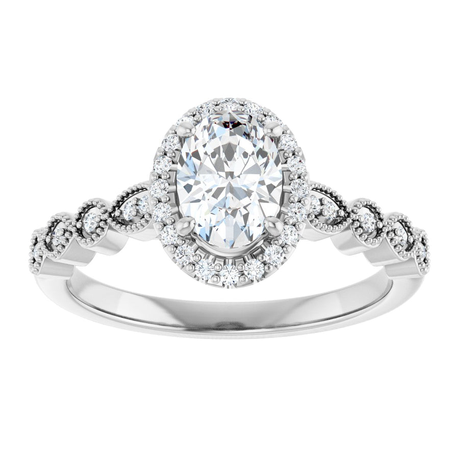Oval Halo-Style Engagement Ring Semi-Mount - gallery - Series 123385