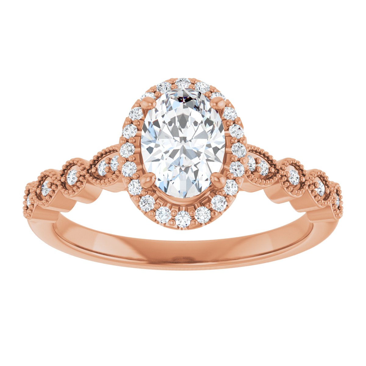 Oval Halo-Style Engagement Ring Semi-Mount - gallery - Series 123385