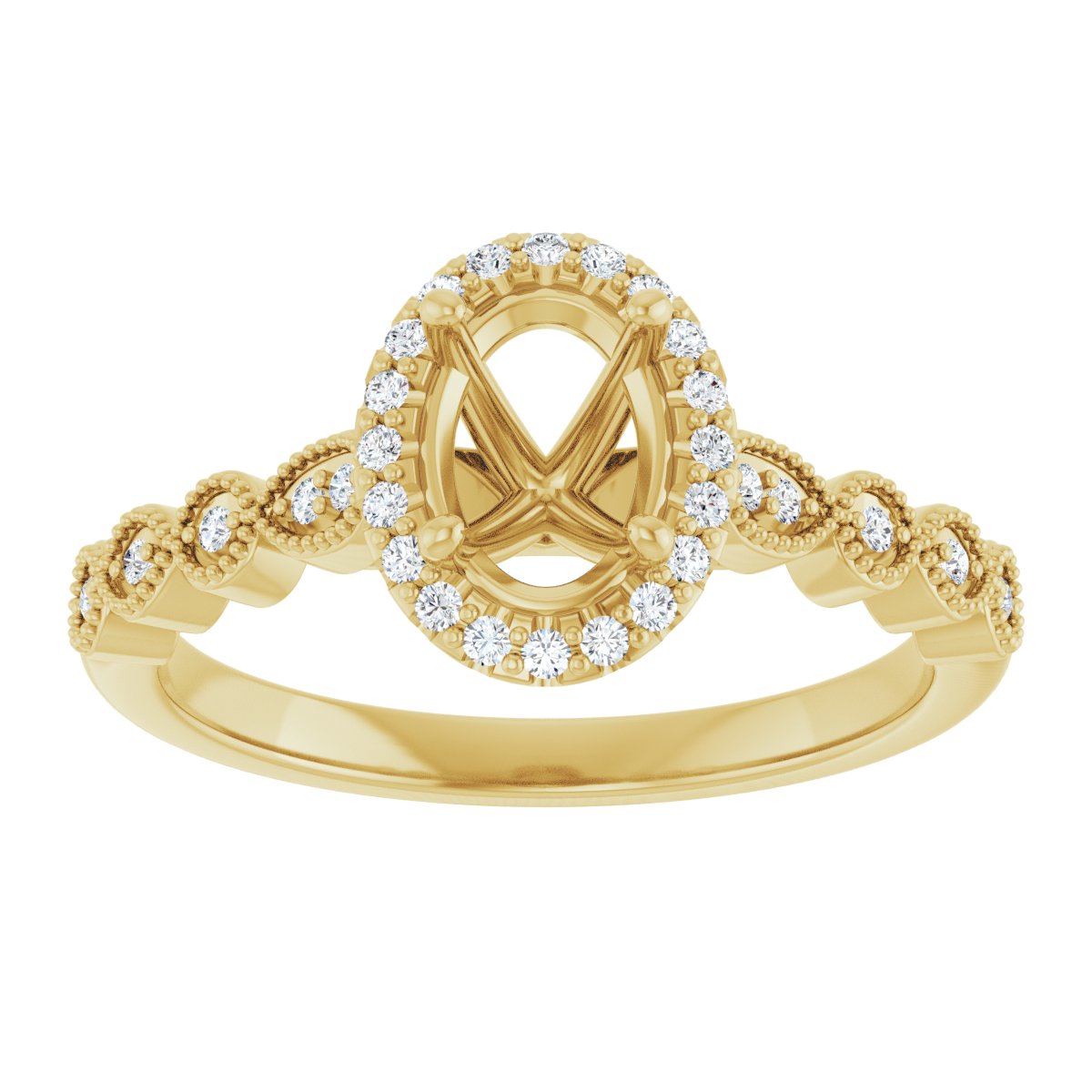 Oval Halo-Style Engagement Ring Semi-Mount - gallery - Series 123385