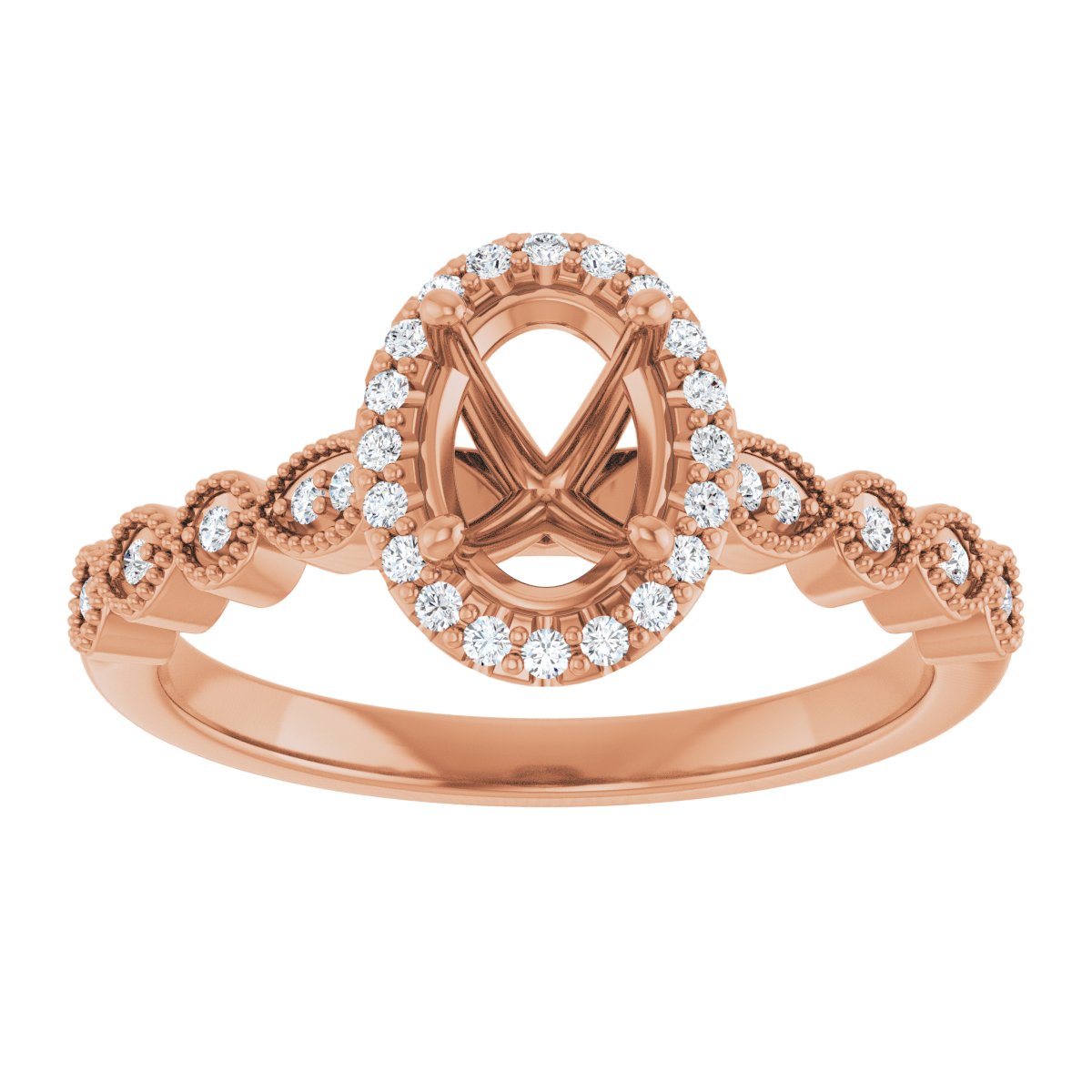 Oval Halo-Style Engagement Ring Semi-Mount - gallery - Series 123385