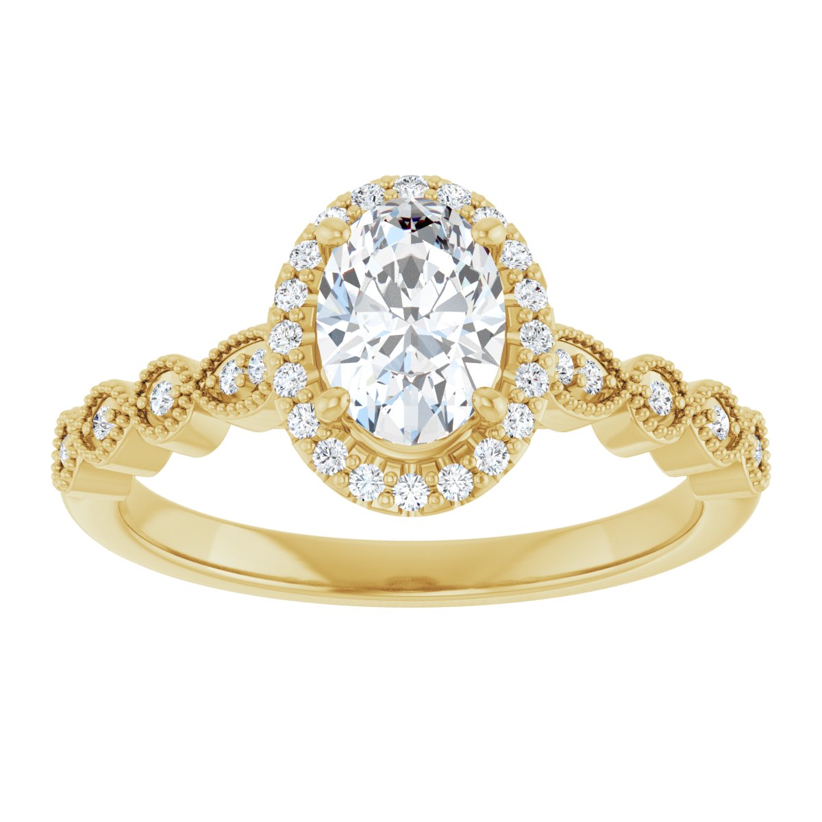 Oval Halo-Style Engagement Ring Semi-Mount - gallery - Series 123385