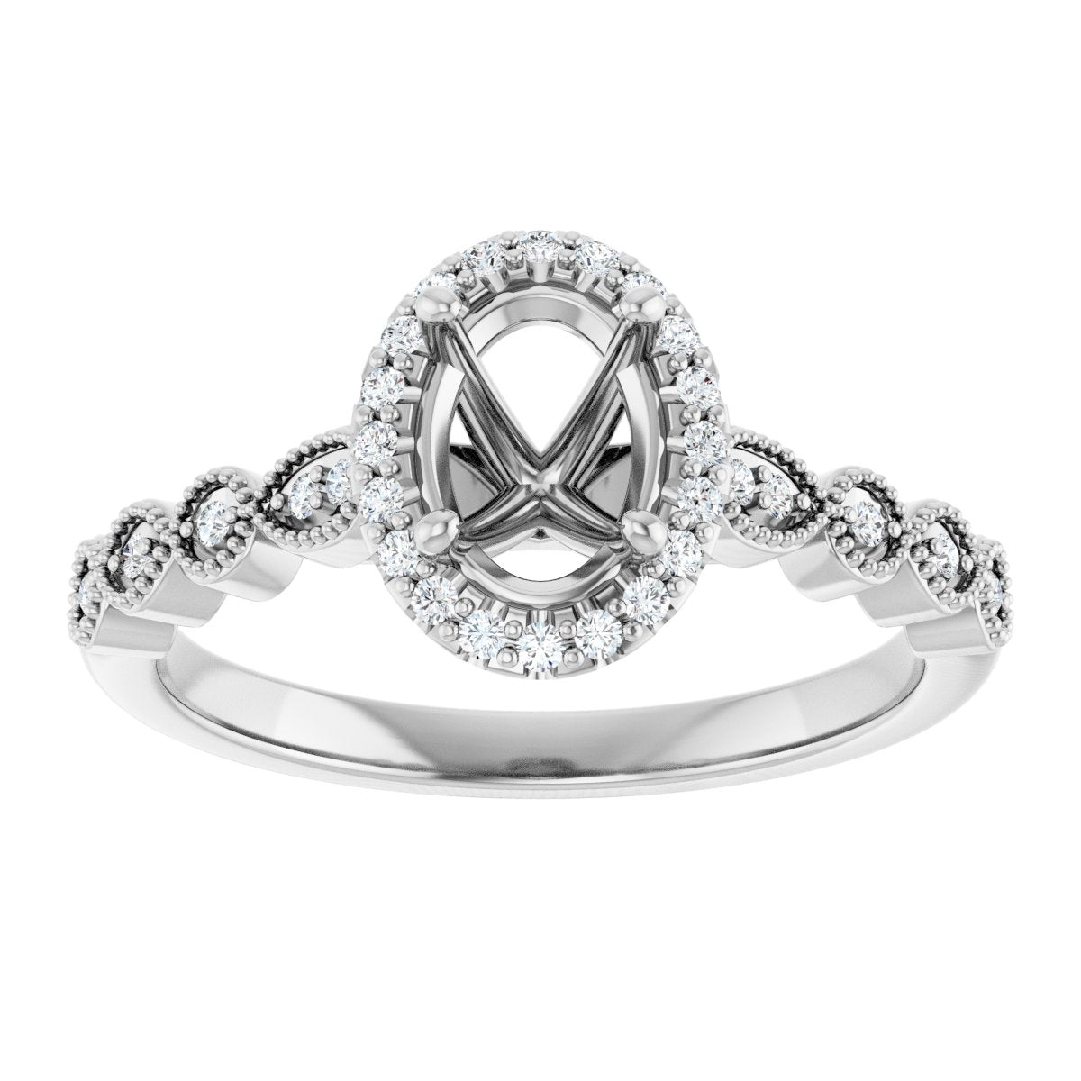 Oval Halo-Style Engagement Ring Semi-Mount - gallery - Series 123385
