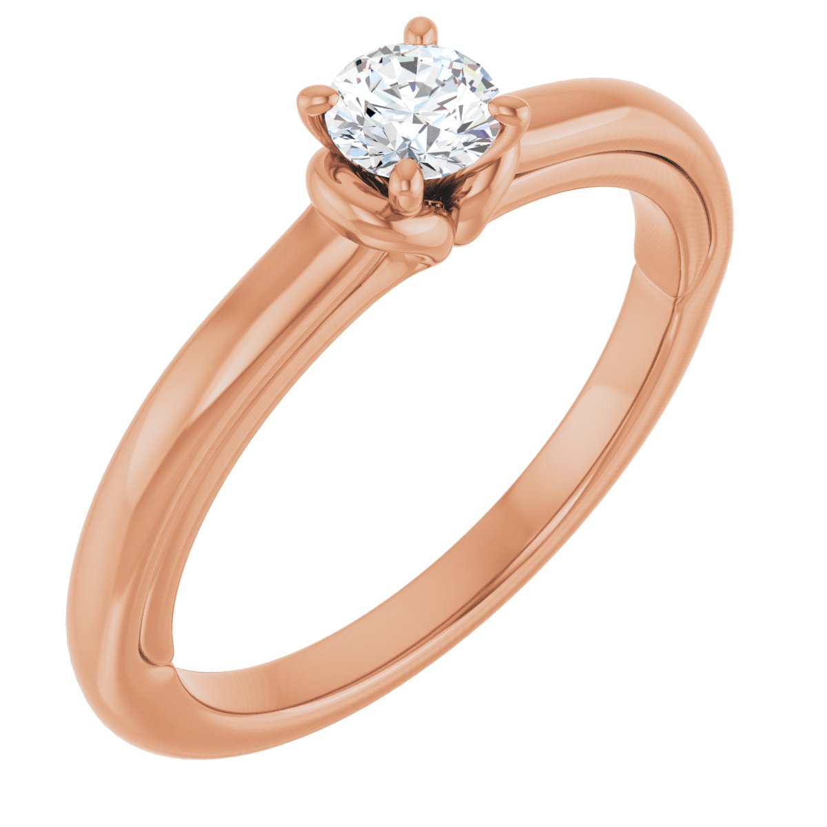 Natural Diamond Round Solitaire Engagement Ring (4.1 Mm) Mounting - 14K Gold - Series 123440