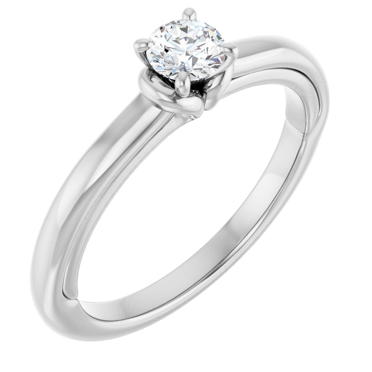 Natural Diamond Round Solitaire Engagement Ring (4.1 Mm) Mounting - 14K Gold - Series 123440