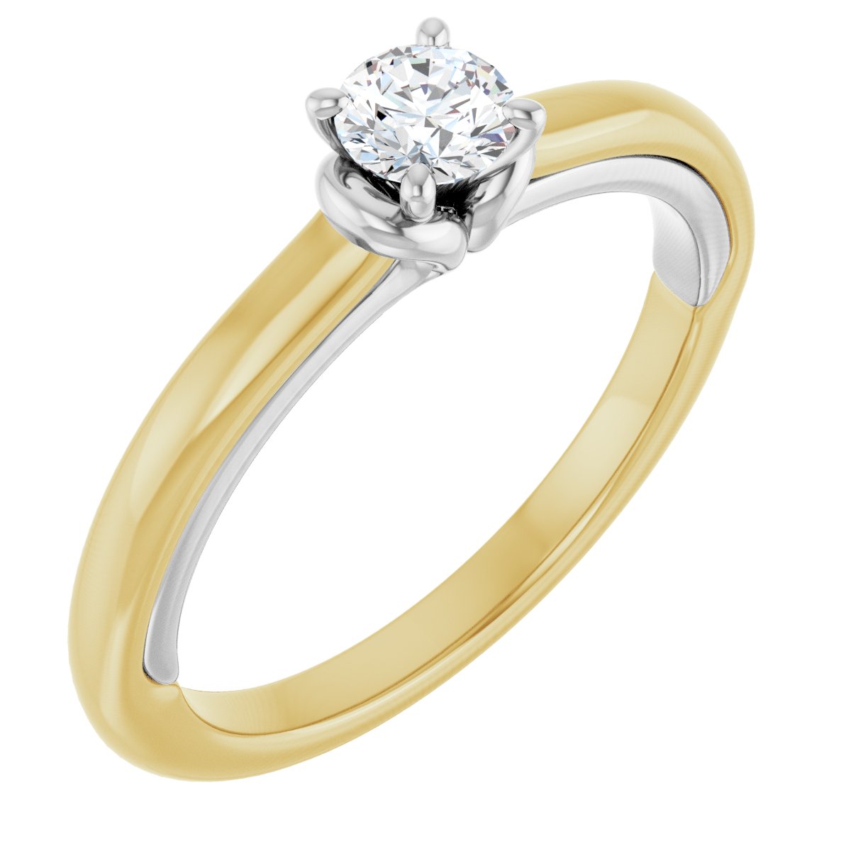 Natural Diamond Round Solitaire Engagement Ring (4.1 Mm) Mounting - 14K Gold - Series 123440