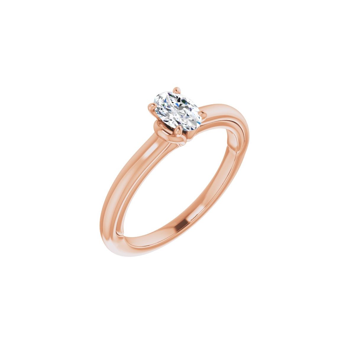 Natural Diamond Oval Solitaire Engagement Ring (6 X 4 Mm) Mounting - 14K Gold - Series 123440