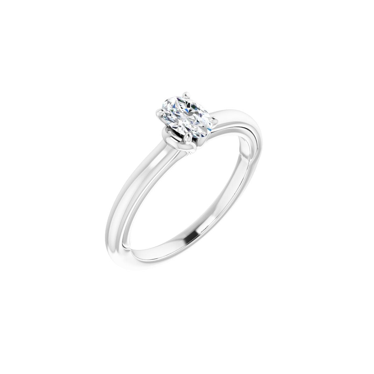 Natural Diamond Oval Solitaire Engagement Ring (6 X 4 Mm) Mounting - 14K Gold - Series 123440