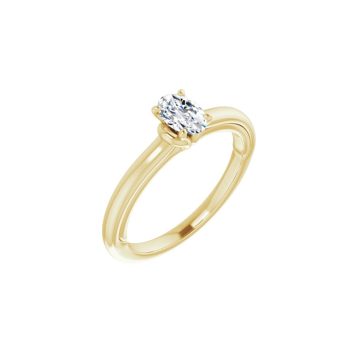 Natural Diamond Oval Solitaire Engagement Ring (6 X 4 Mm) Mounting - 14K Gold - Series 123440