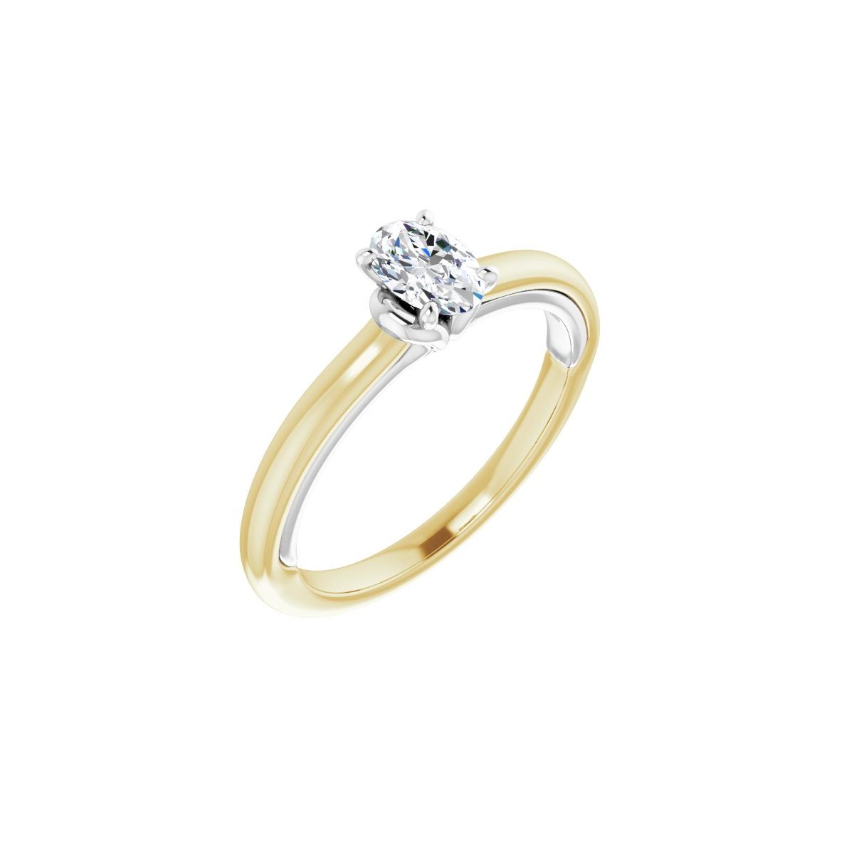 Natural Diamond Oval Solitaire Engagement Ring (6 X 4 Mm) Mounting - 14K Gold - Series 123440