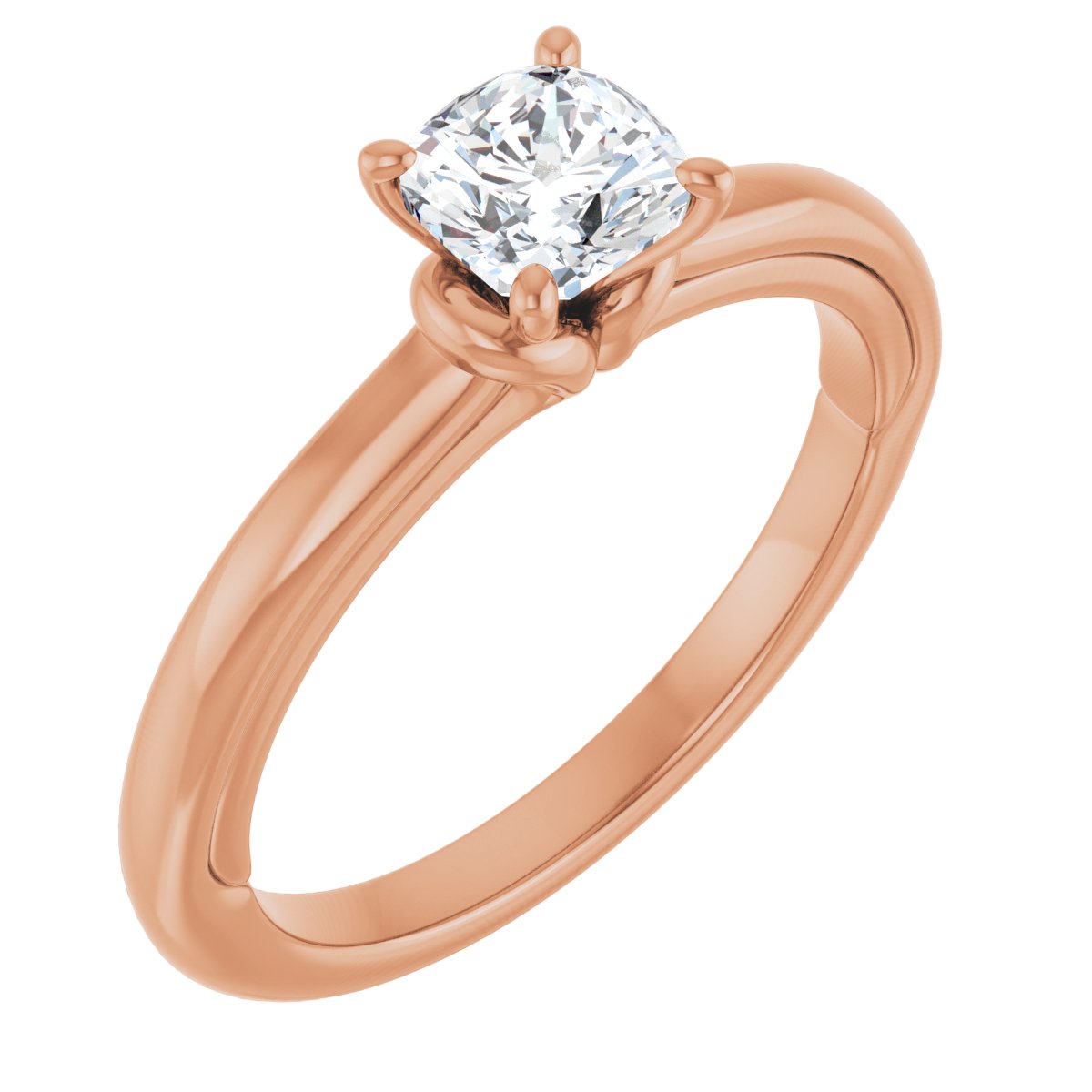 Natural Diamond Cushion Solitaire Engagement Ring (5 X 5 Mm) Mounting - 14K Gold - Series 123440