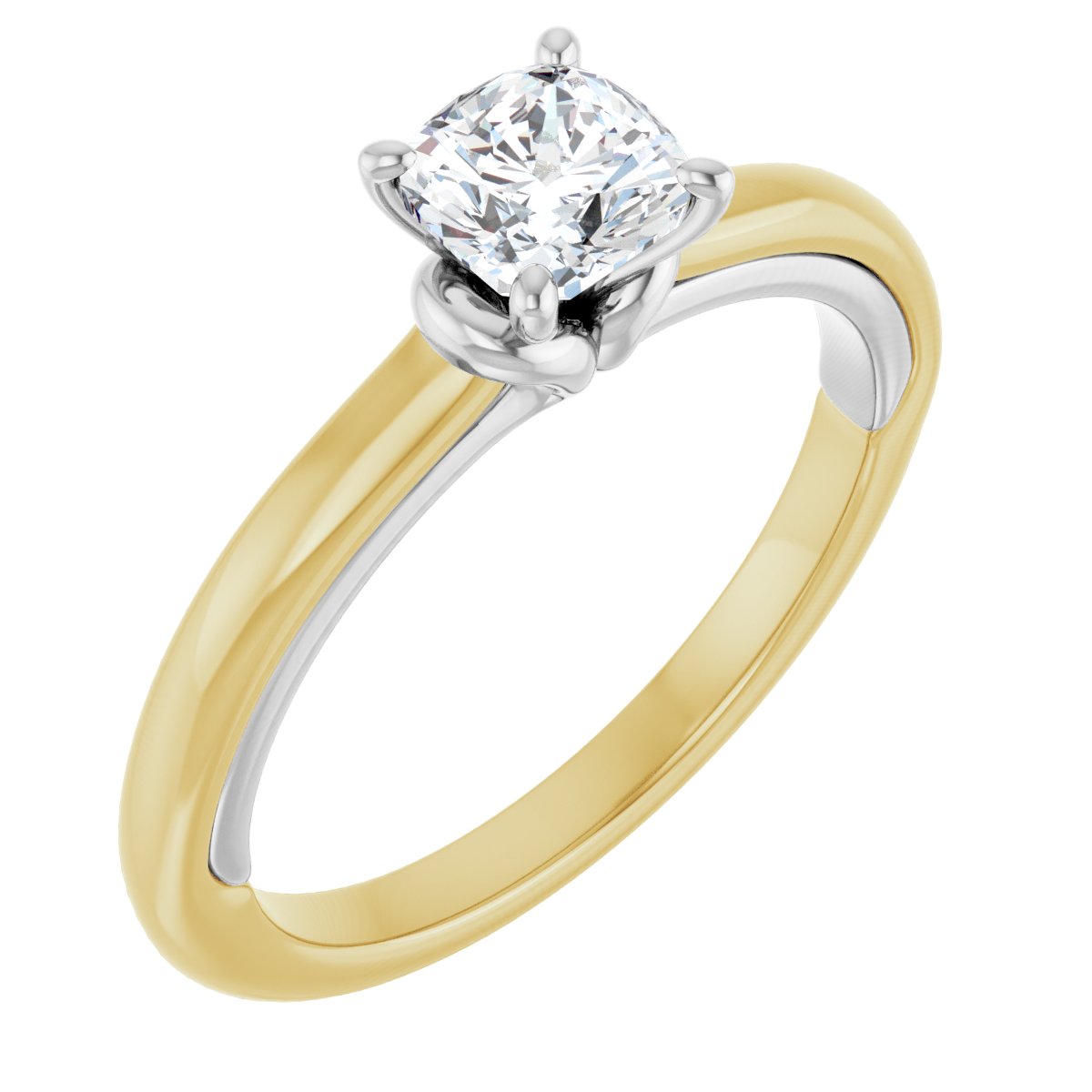 Natural Diamond Cushion Solitaire Engagement Ring (5 X 5 Mm) Mounting - 14K Gold - Series 123440