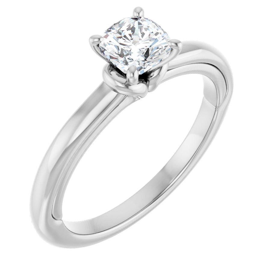 Natural Diamond Cushion Solitaire Engagement Ring (5 X 5 Mm) Mounting - 14K Gold - Series 123440
