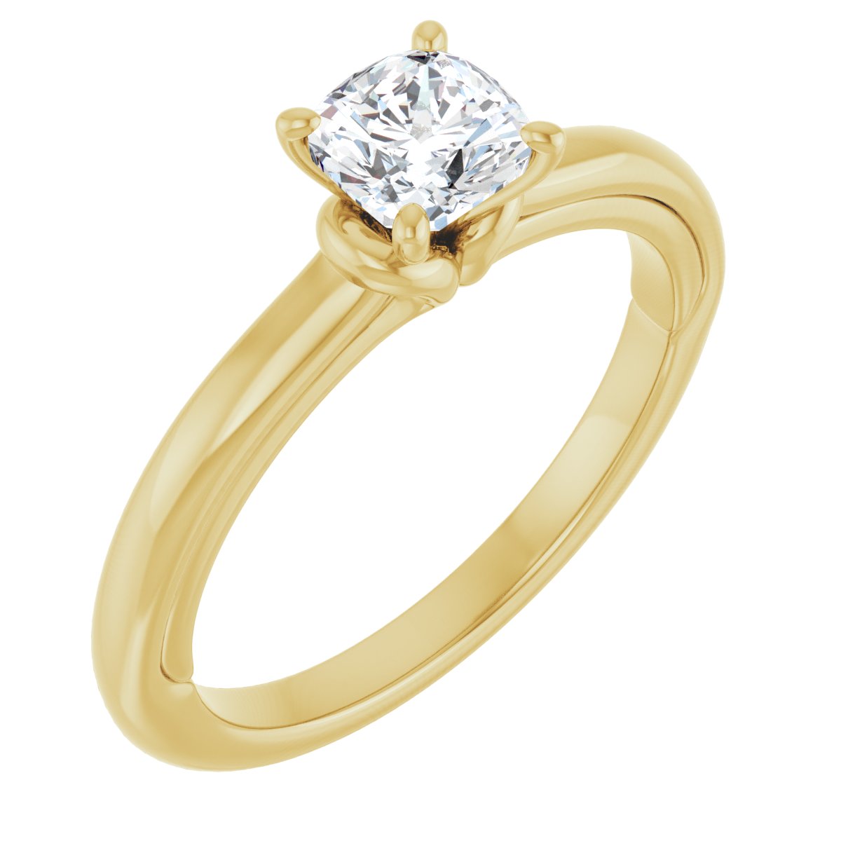 Natural Diamond Cushion Solitaire Engagement Ring (5 X 5 Mm) Mounting - 14K Gold - Series 123440