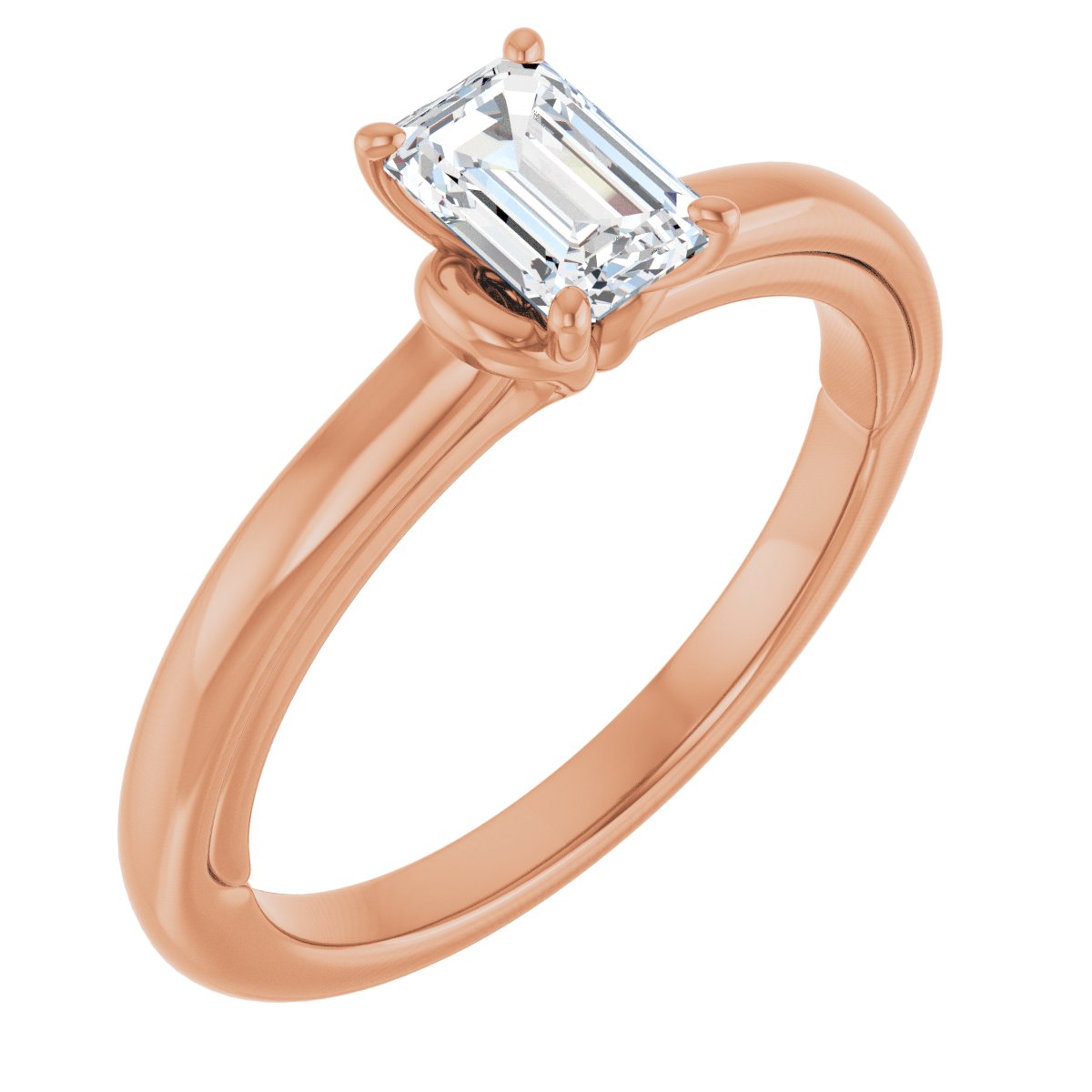Natural Diamond Emerald Solitaire Engagement Ring (6 X 4 Mm) Mounting - 14K Gold - Series 123440