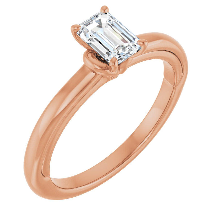 Natural Diamond Emerald Solitaire Engagement Ring (6 X 4 Mm) Mounting - 14K Gold - Series 123440