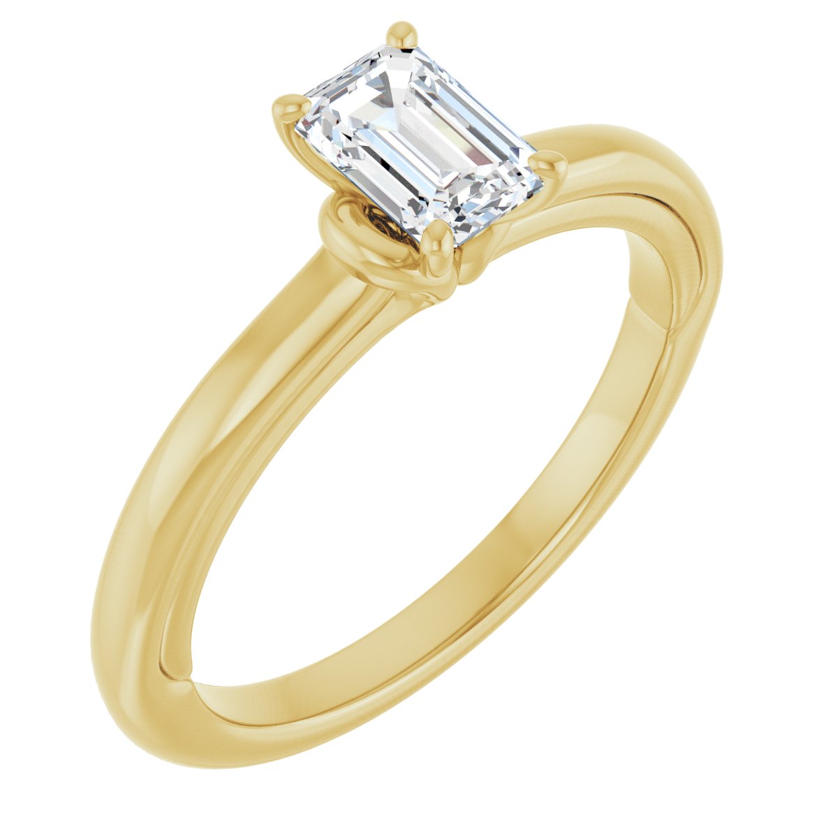 Natural Diamond Emerald Solitaire Engagement Ring (6 X 4 Mm) Mounting - 14K Gold - Series 123440
