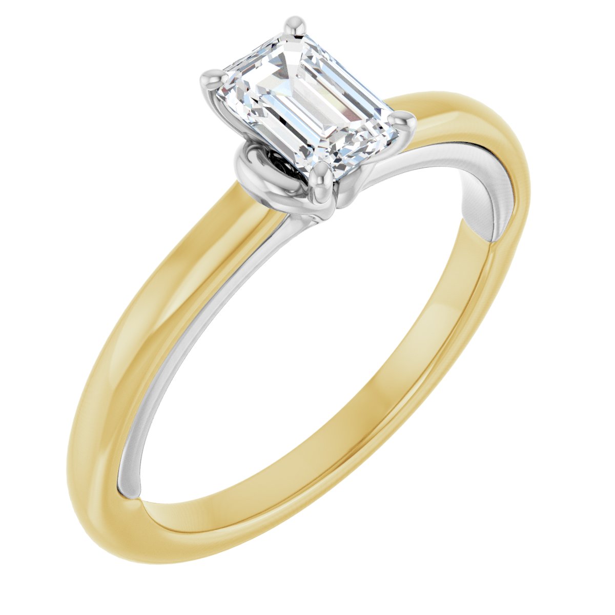 Natural Diamond Emerald Solitaire Engagement Ring (6 X 4 Mm) Mounting - 14K Gold - Series 123440