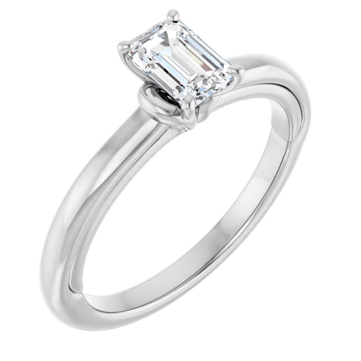 Natural Diamond Emerald Solitaire Engagement Ring (6 X 4 Mm) Mounting - 14K Gold - Series 123440