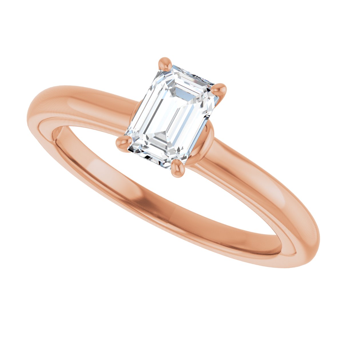 Emerald Solitaire Engagement Ring (6 X 4 Mm) Mounting - gallery - Series 123440