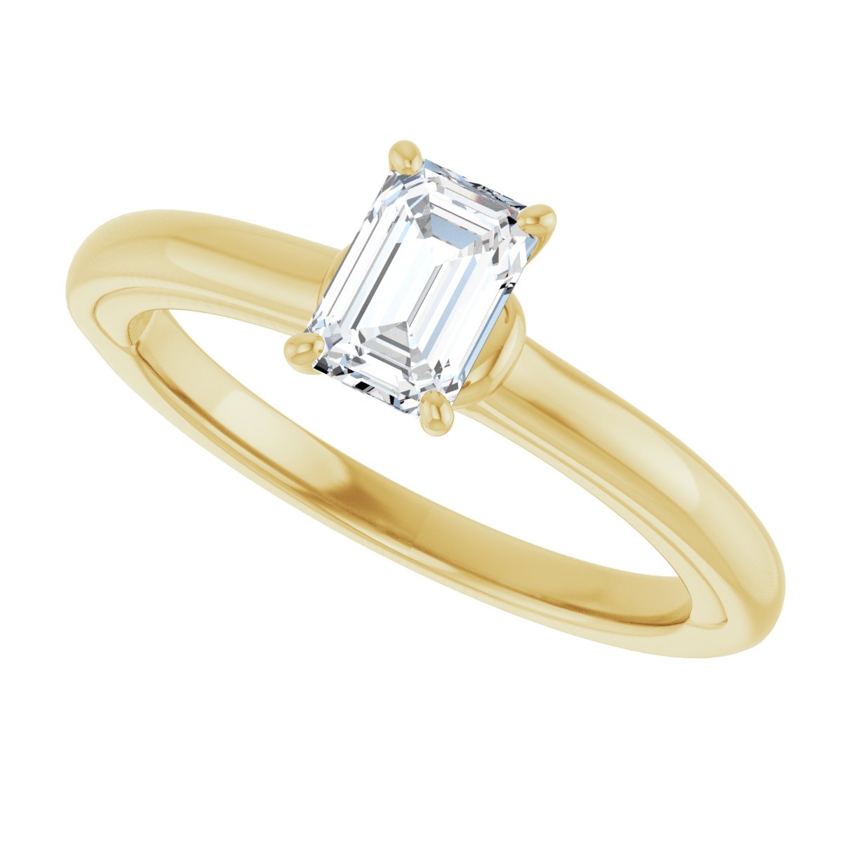 Emerald Solitaire Engagement Ring (6 X 4 Mm) Mounting - gallery - Series 123440