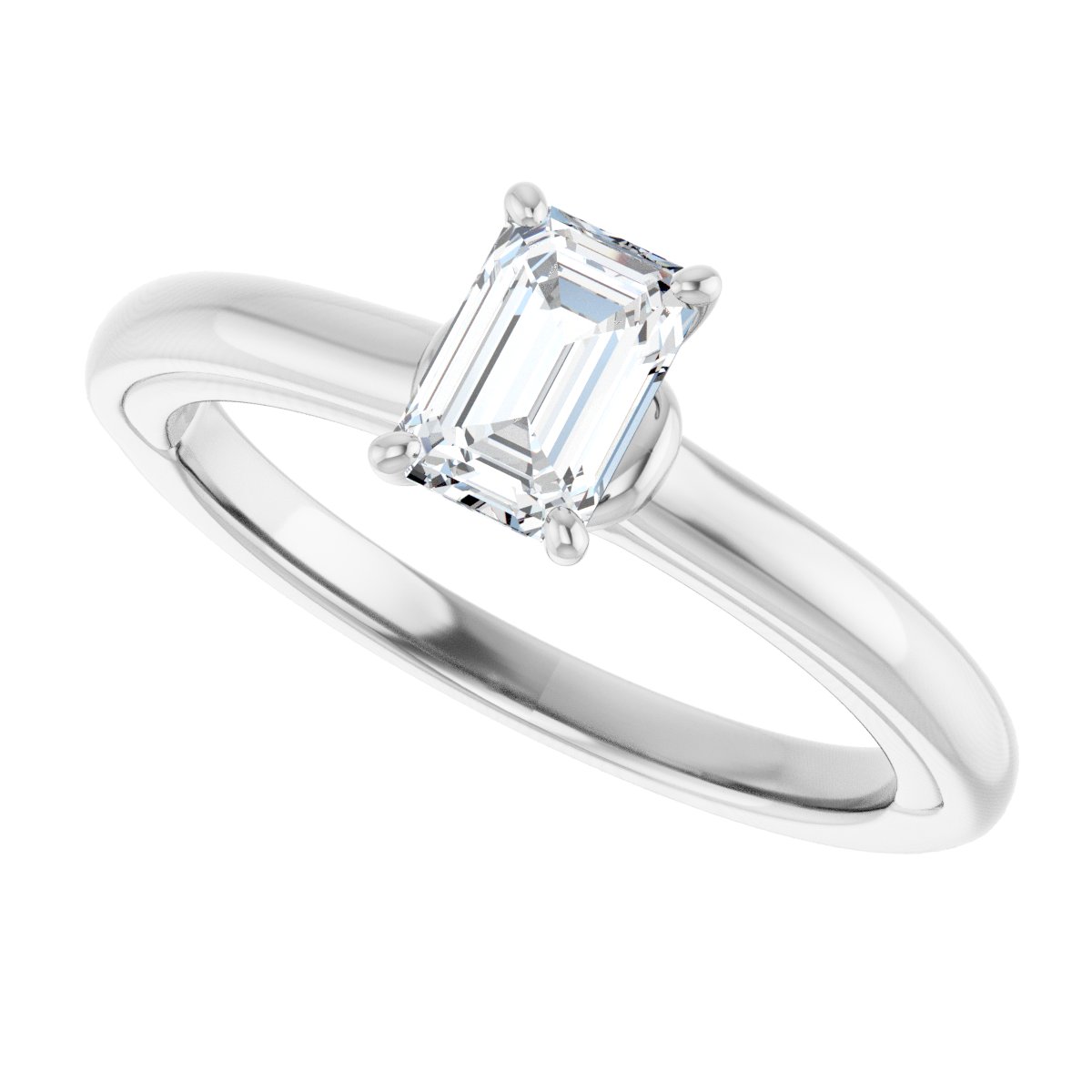 Emerald Solitaire Engagement Ring (6 X 4 Mm) Mounting - gallery - Series 123440