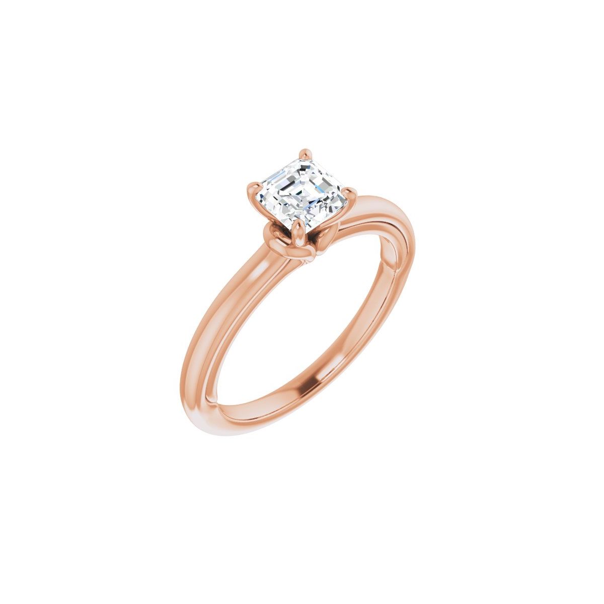 Natural Diamond Asscher Solitaire Engagement Ring (5 X 5 Mm) Mounting - 14K Gold - Series 123440