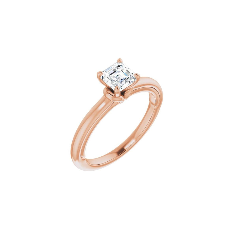 Natural Diamond Asscher Solitaire Engagement Ring (5 X 5 Mm) Mounting - 14K Gold - Series 123440