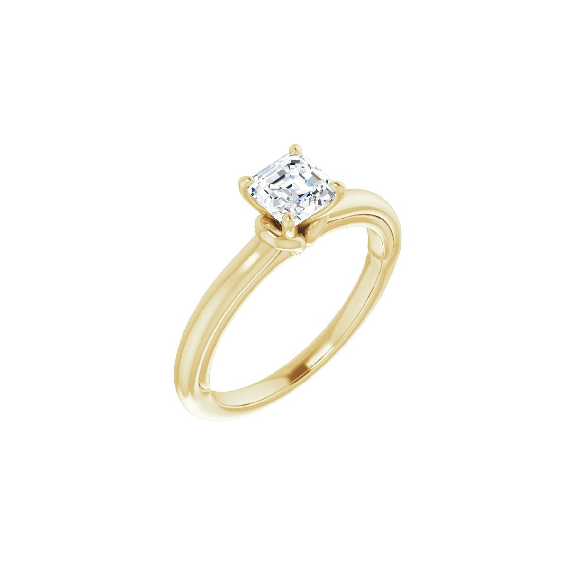 Natural Diamond Asscher Solitaire Engagement Ring (5 X 5 Mm) Mounting - 14K Gold - Series 123440