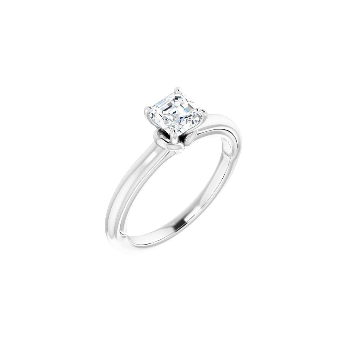 Natural Diamond Asscher Solitaire Engagement Ring (5 X 5 Mm) Mounting - 14K Gold - Series 123440