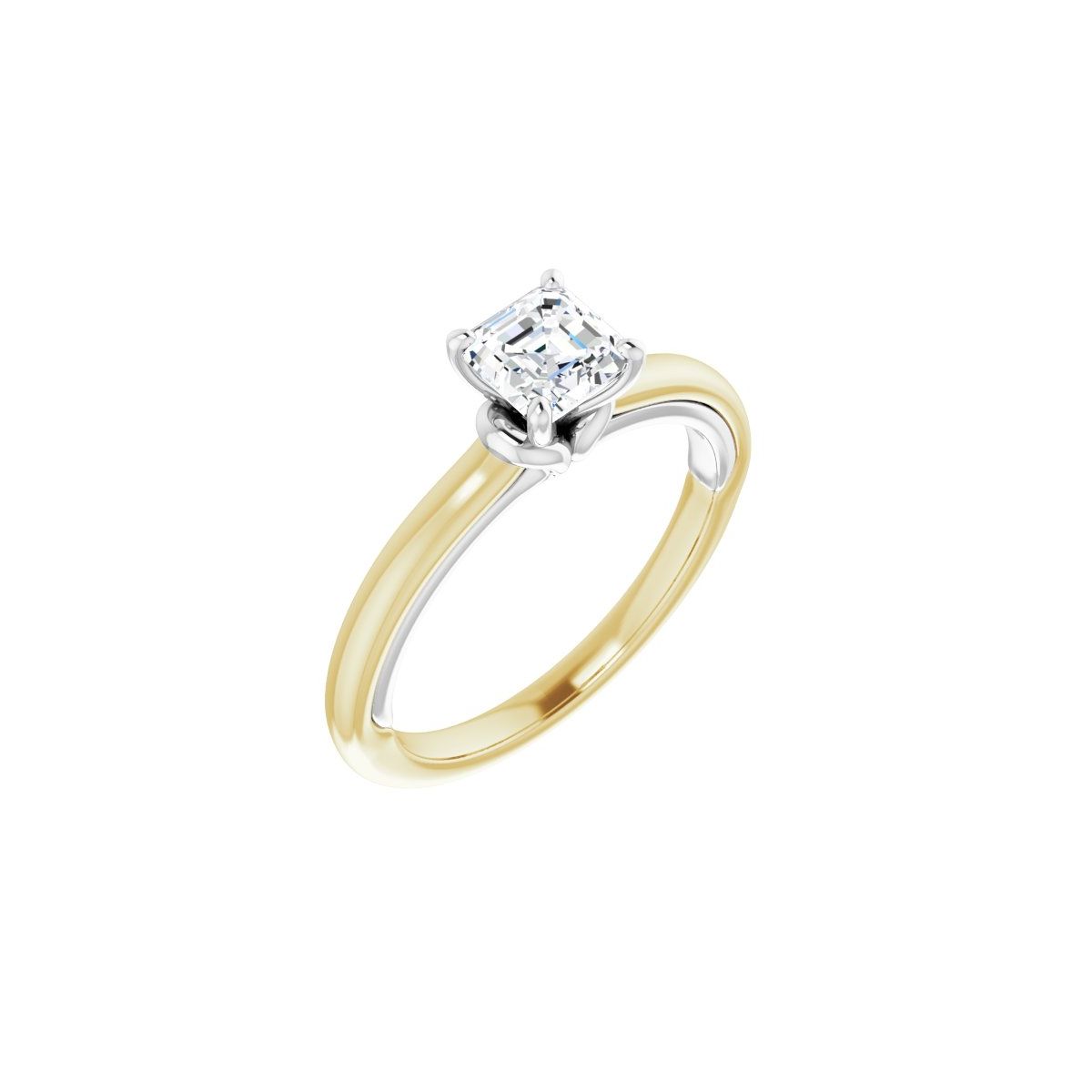 Natural Diamond Asscher Solitaire Engagement Ring (5 X 5 Mm) Mounting - 14K Gold - Series 123440