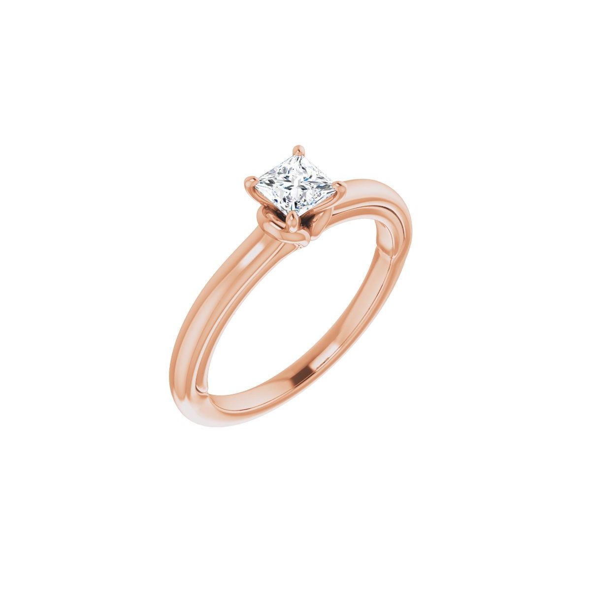 Natural Diamond Square Solitaire Engagement Ring (4 X 4 Mm) Mounting - 14K Gold - Series 123440