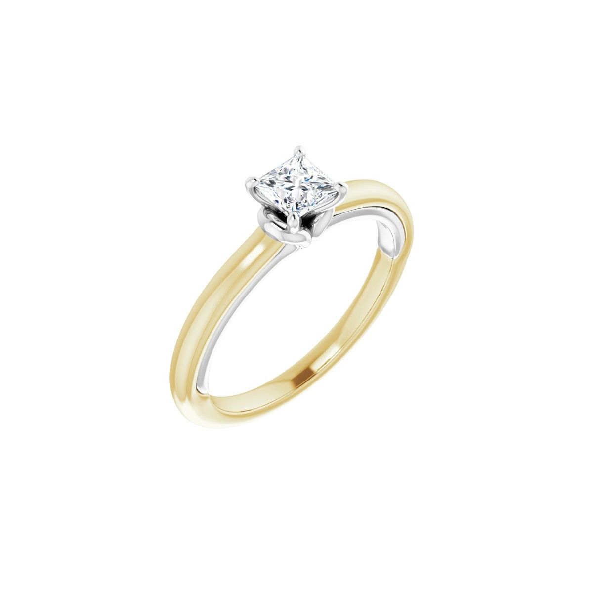 Natural Diamond Square Solitaire Engagement Ring (4 X 4 Mm) Mounting - 14K Gold - Series 123440
