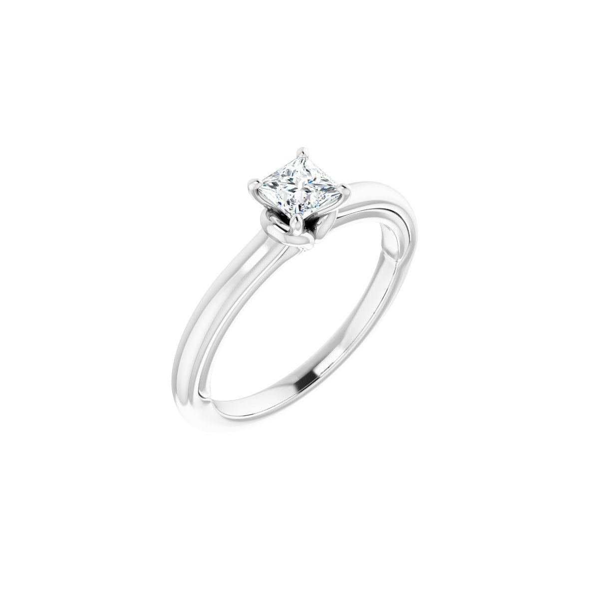 Natural Diamond Square Solitaire Engagement Ring (4 X 4 Mm) Mounting - 14K Gold - Series 123440