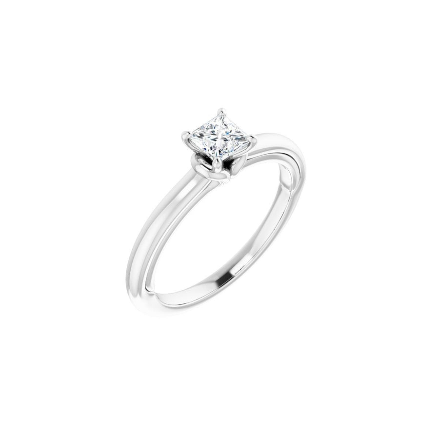 Natural Diamond Square Solitaire Engagement Ring (4 X 4 Mm) Mounting - 14K Gold - Series 123440