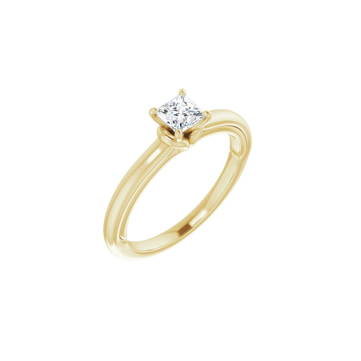 Natural Diamond Square Solitaire Engagement Ring (4 X 4 Mm) Mounting - 14K Gold - Series 123440