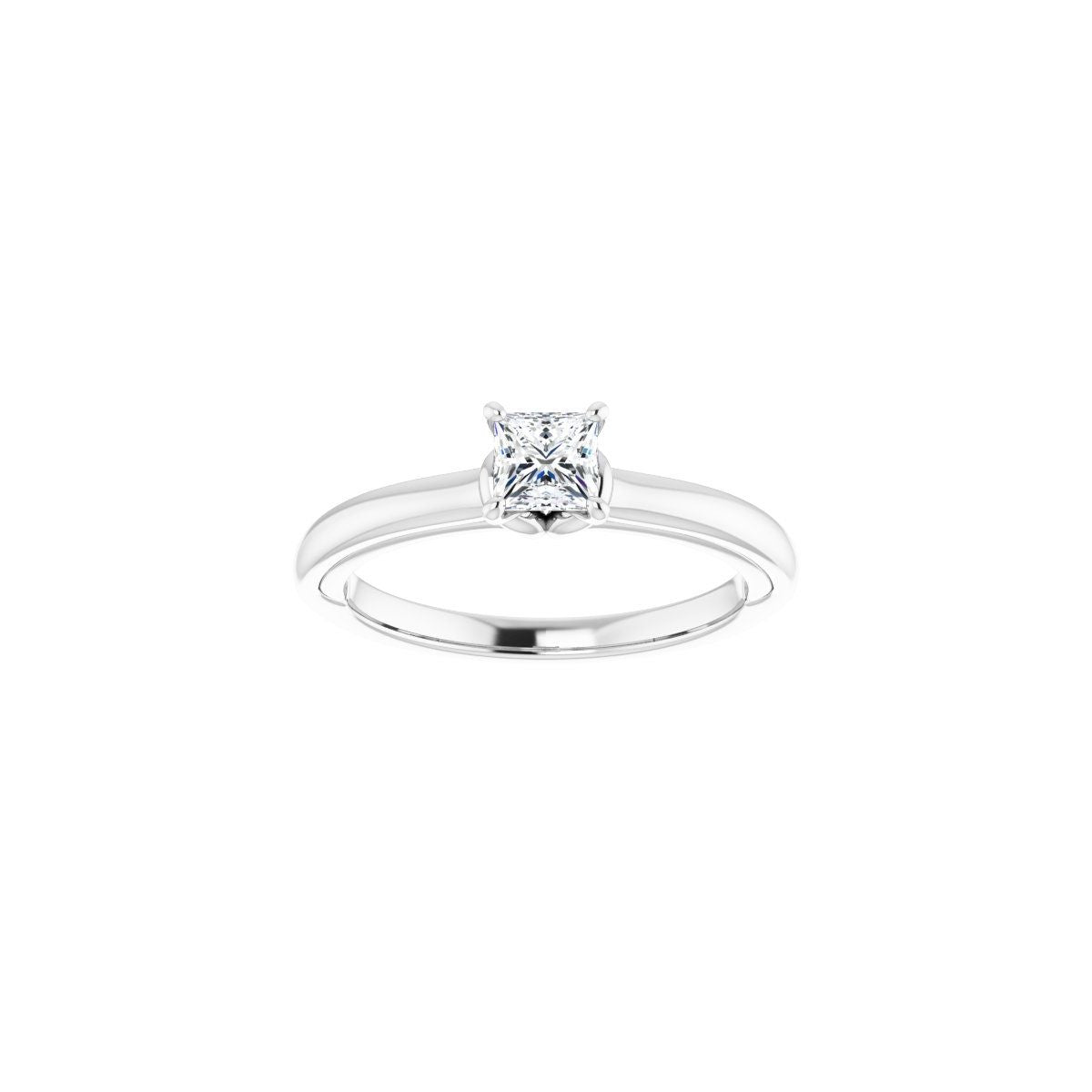 Square Solitaire Engagement Ring (4 X 4 Mm) Mounting - gallery - Series 123440