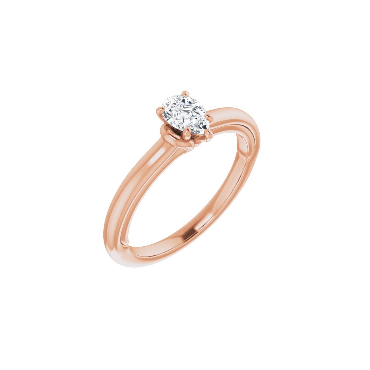 Natural Diamond Pear Solitaire Engagement Ring (6 X 4 Mm) Mounting - 14K Gold - Series 123440