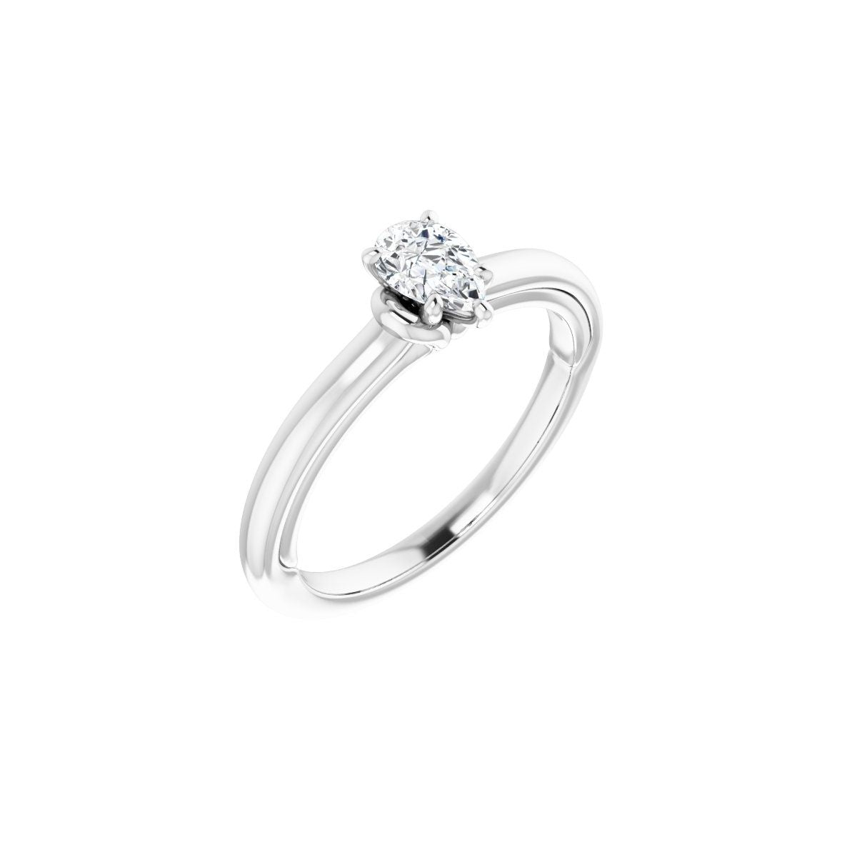 Natural Diamond Pear Solitaire Engagement Ring (6 X 4 Mm) Mounting - 14K Gold - Series 123440
