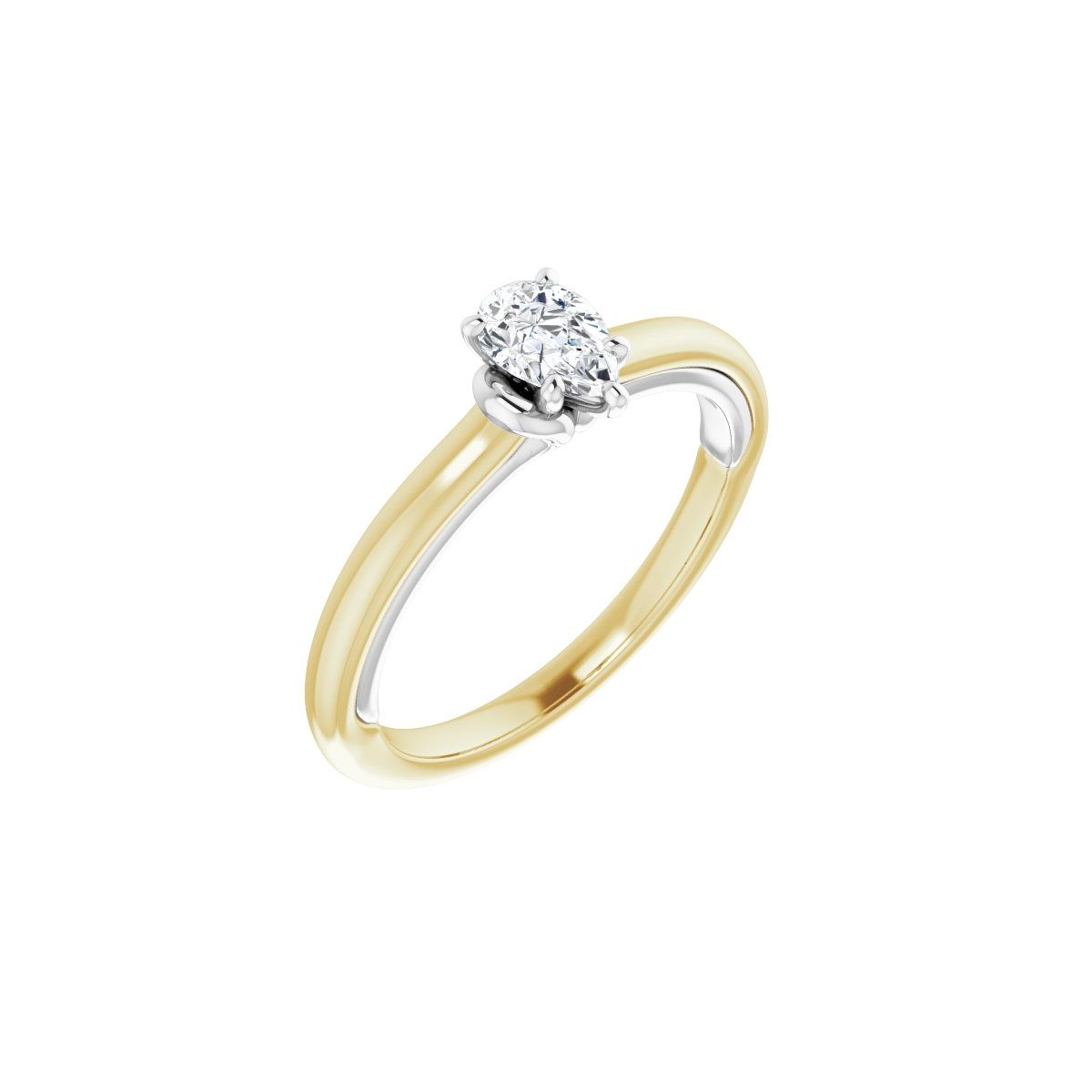 Natural Diamond Pear Solitaire Engagement Ring (6 X 4 Mm) Mounting - 14K Gold - Series 123440