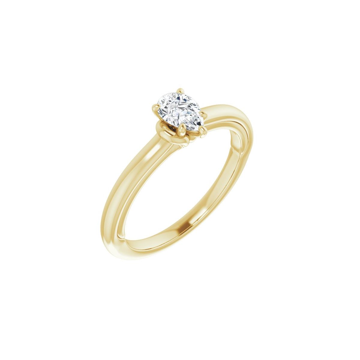 Natural Diamond Pear Solitaire Engagement Ring (6 X 4 Mm) Mounting - 14K Gold - Series 123440